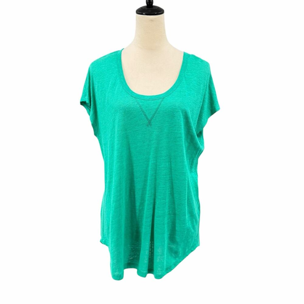 Joie NWT Candide Jungle Green 100% Linen Scoop Neck Relaxed Short Sleeve Top